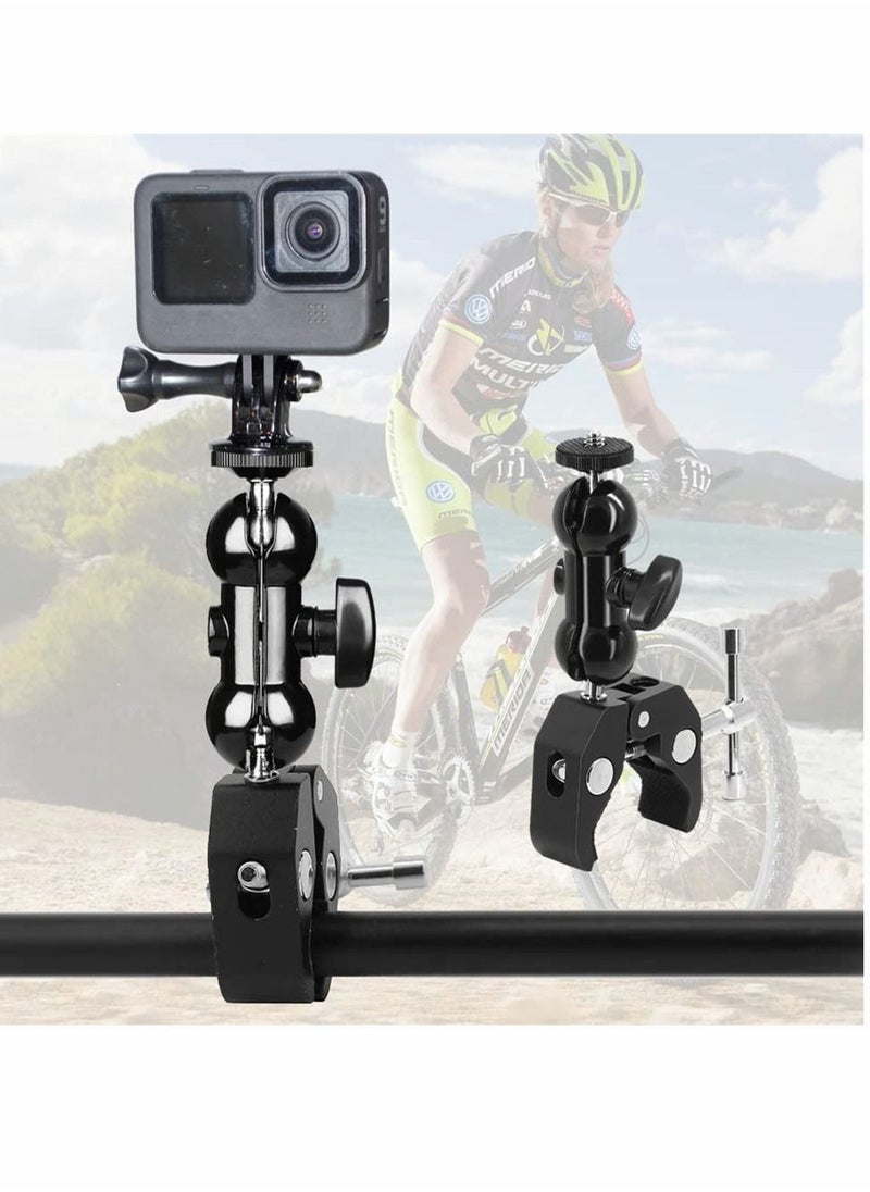 Y&D - Roll over image to zoom in Camera Clamp, Magic Arm, Double Ball Head Adapter, for Canon Nikon DSLR Camera/for Gopro/LED Lights (black) - Image 1