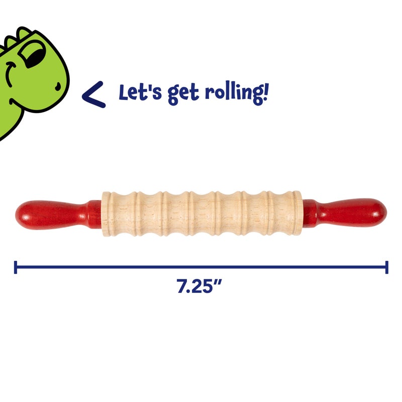 Ready 2 Learn Mini Textured Wooden Rolling Pins | Set of 6 | 7.25 inches | Turning Handles | Rollers for Kids' Dough, Crafts, Imaginative Play - Image 3
