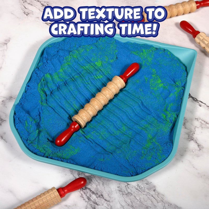 Ready 2 Learn Mini Textured Wooden Rolling Pins | Set of 6 | 7.25 inches | Turning Handles | Rollers for Kids' Dough, Crafts, Imaginative Play - Image 5
