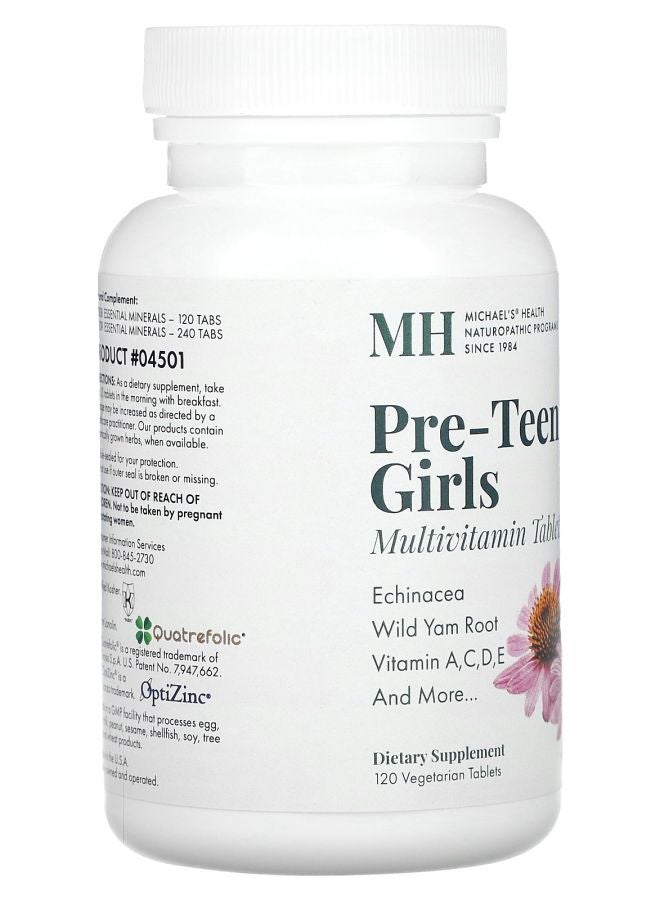 Michael's Naturopathic Pre-Teen Girls Multivitamin  120 Vegetarian Tablets - Image 2