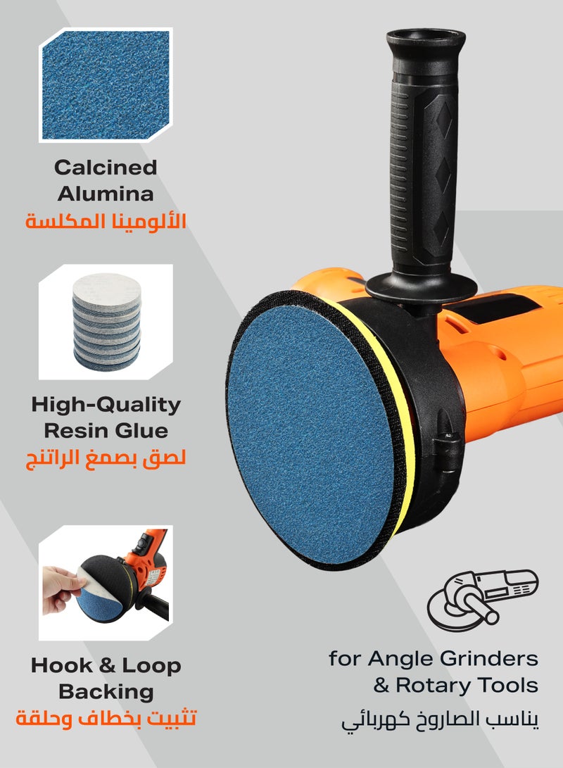 Pro7 100 Pieces 4.5inch Velcro Sanding Disc Calcined Alumina 80 Grit - No-Hole Hook u0026 Loop Round Sandpaper Disc, Random Orbital Sandpaper for Automotive, Woodworking, Metal Polishing - Image 4