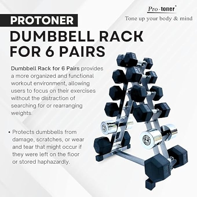 Pro-toner Dumbbell Rack For 6 Pairs For Home Gym Fitness - Image 2