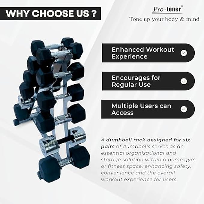 Pro-toner Dumbbell Rack For 6 Pairs For Home Gym Fitness - Image 4