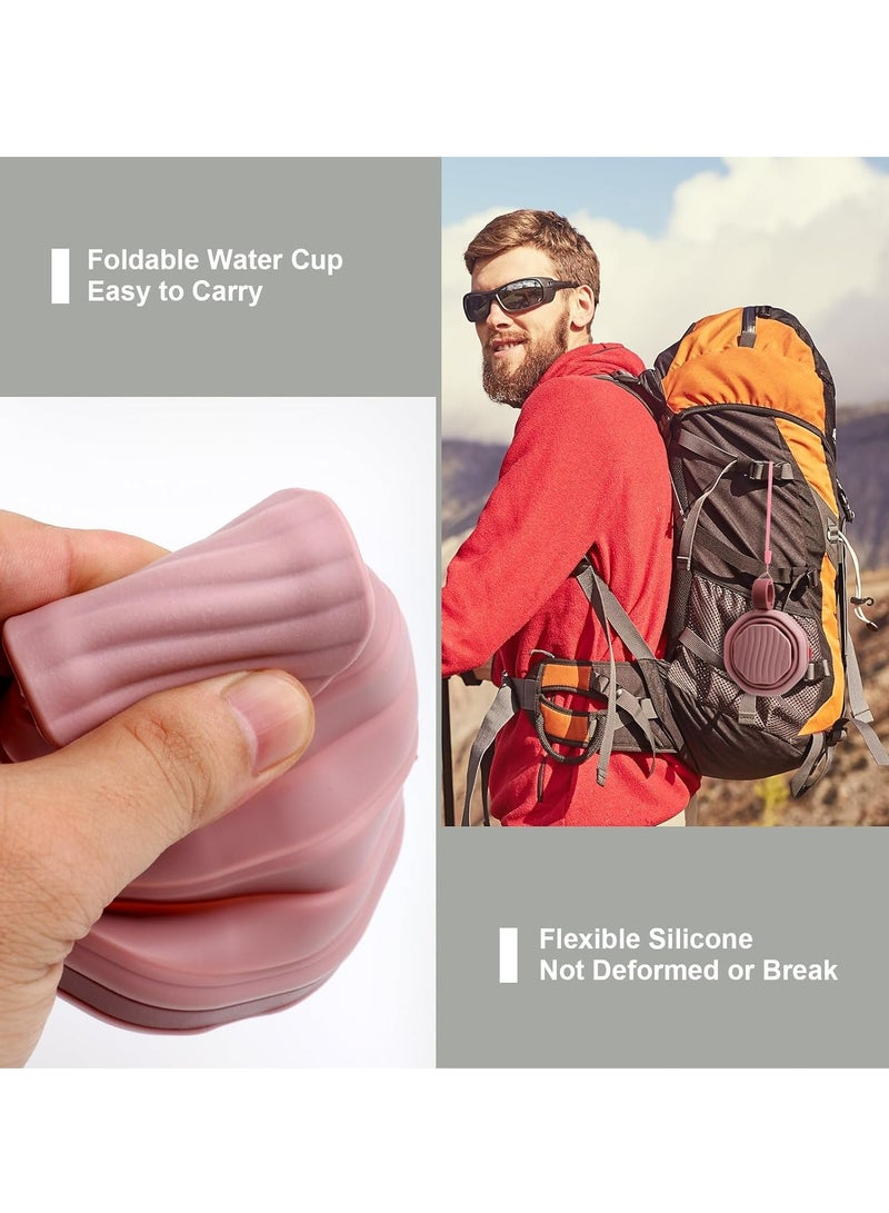 Loquat 2 Pack Silicone Collapsible Travel Cups with Plastic Lids,  for Outdoor Hiking, Camping, Picnic - Image 4