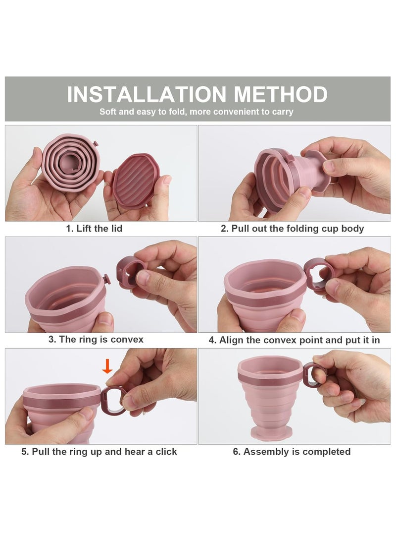 Loquat 2 Pack Silicone Collapsible Travel Cups with Plastic Lids,  for Outdoor Hiking, Camping, Picnic - Image 5