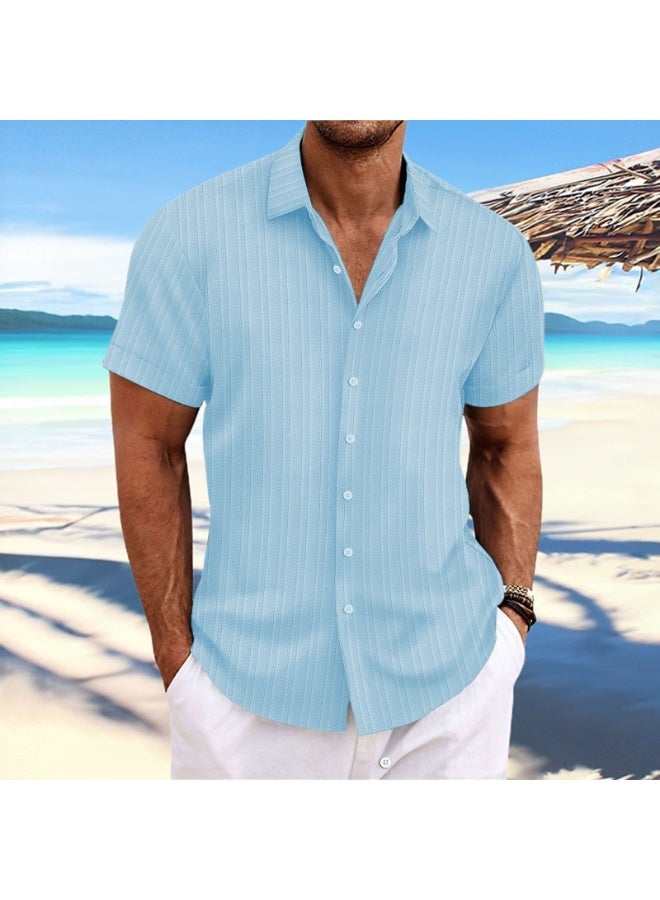 Fashion Summer Men's Cotton And Linen Shirt Casual Comfortable Short-Sleeved Shirt - Image 1