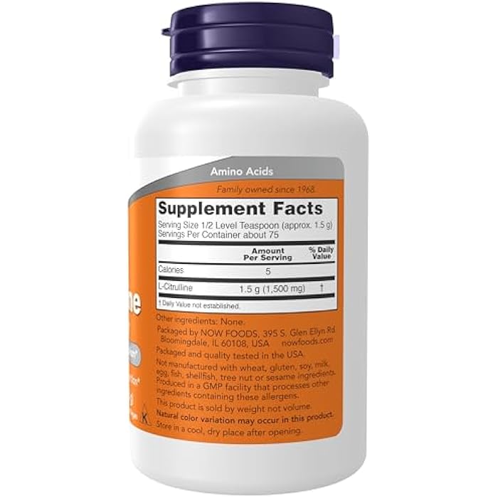 NOW Supplements, L-Citrulline Pure Powder, Supports Protein Metabolism*, 4-Ounce - Image 2