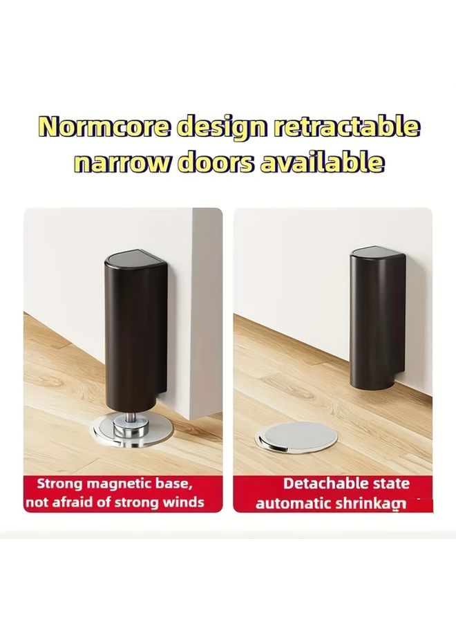 Black Retractable Mesh Door Stopper Windproof Magnetic Base For Narrow Doors - Image 5