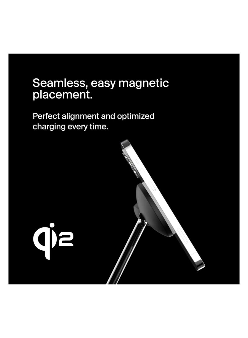 belkin BoostCharge Pro 3-in-1 Wireless Charger with Qi2 for iPhone 16, 15, 14, 13 and 12 + Apple Watch + AirPods (Magnetically Charges iPhone 16, 15, 14, 13 and 12 Models up to 15W) - Black - Image 5