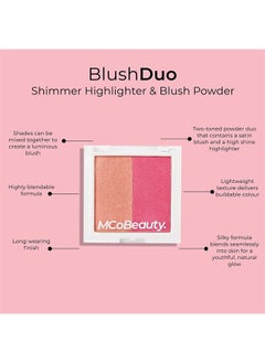 MCoBeauty Highlight And Blush - Two-Toned Powder Duo - A Gorgeous Flush Of Radiance And Color - Satin Blush And High Shine Highlighter - Highly Blendable - Long Lasting - Berry Glow - 0.35 Oz 