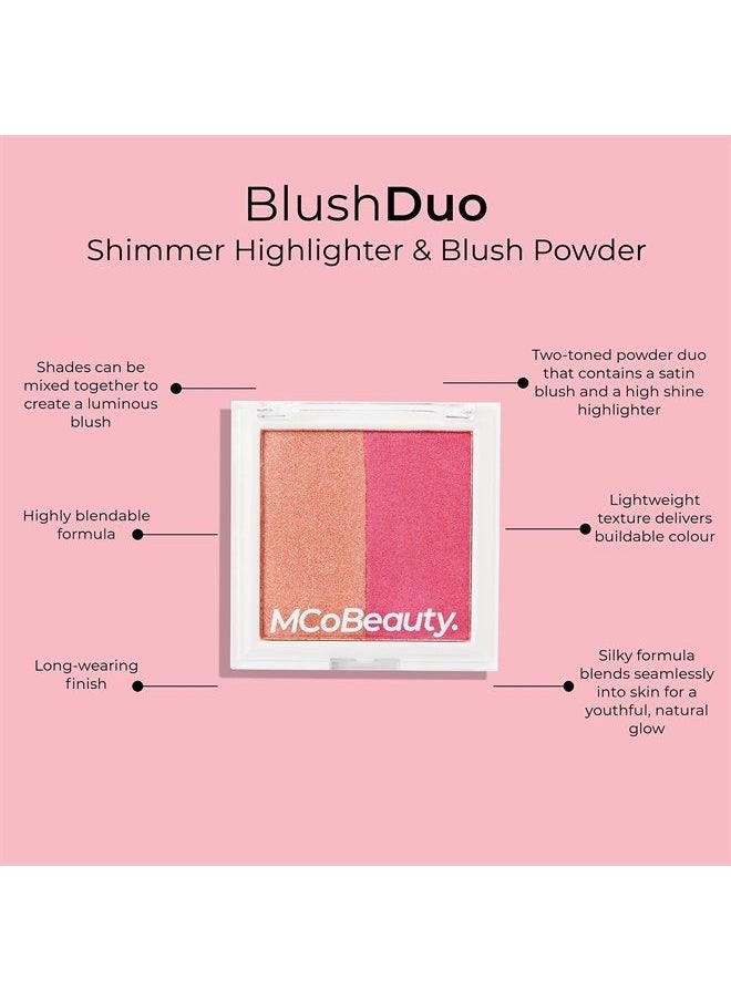 MCoBeauty - Highlight And Blush - Two-Toned Powder Duo - A Gorgeous Flush Of Radiance And Color - Satin Blush And High Shine Highlighter - Highly Blendable - Long Lasting - Berry Glow - 0.35 Oz - Image 1