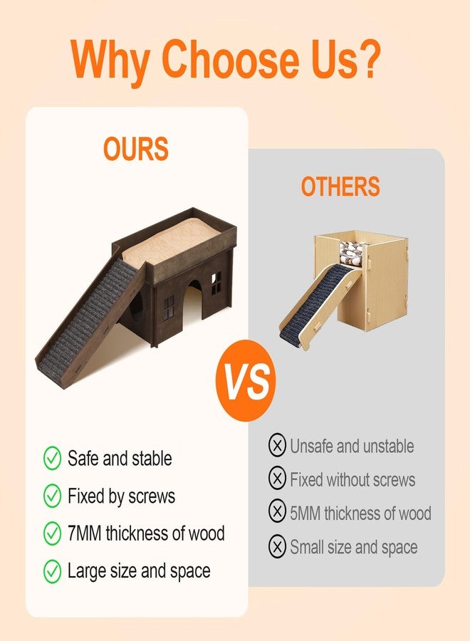WHEARTED Upgraded Guinea Pig Hideouts and Houses, Detachable Wood Small Animals Accessories for Guinea Pig Bunny Castle Hide Hamster Hideout Chinchilla House Rabbit Hideout - Image 4