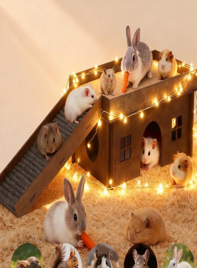 WHEARTED Upgraded Guinea Pig Hideouts and Houses, Detachable Wood Small Animals Accessories for Guinea Pig Bunny Castle Hide Hamster Hideout Chinchilla House Rabbit Hideout - Image 1