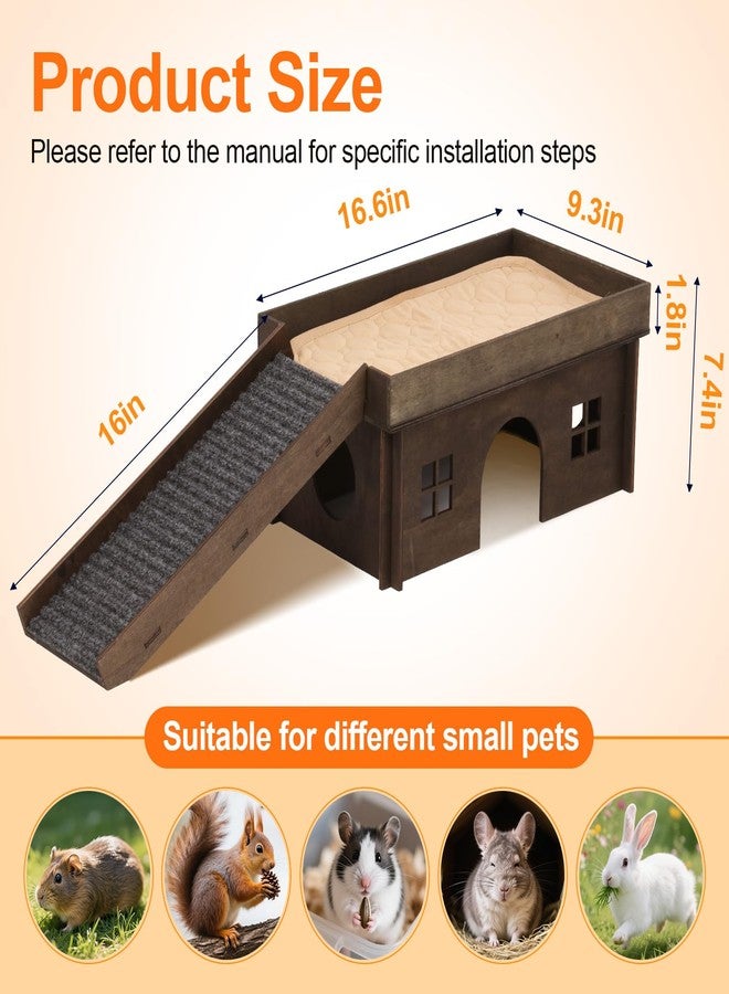 WHEARTED Upgraded Guinea Pig Hideouts and Houses, Detachable Wood Small Animals Accessories for Guinea Pig Bunny Castle Hide Hamster Hideout Chinchilla House Rabbit Hideout - Image 2