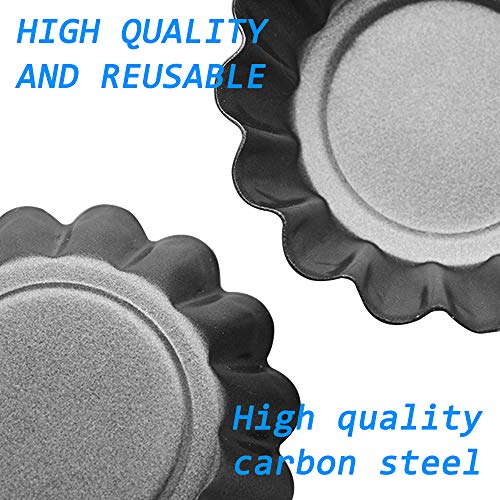 DaKuan 12 Packs Egg Tart Mold, Cupcake Cake Muffin Mold Mini Pie Pans Tin Pan Baking Tool, Carbon Steel- 2.6 Inch - Image 3