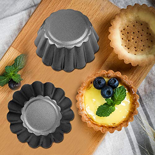 DaKuan 12 Packs Egg Tart Mold, Cupcake Cake Muffin Mold Mini Pie Pans Tin Pan Baking Tool, Carbon Steel- 2.6 Inch - Image 2