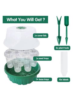 Generic Plant Germination Trays Kit, Thicken Round Seed Trays 3Pack Cells Potting Trays, Seed Propagators Trays with Lids, Propagators for Plants Seed Growing Garden Greenhouse  - Image 2