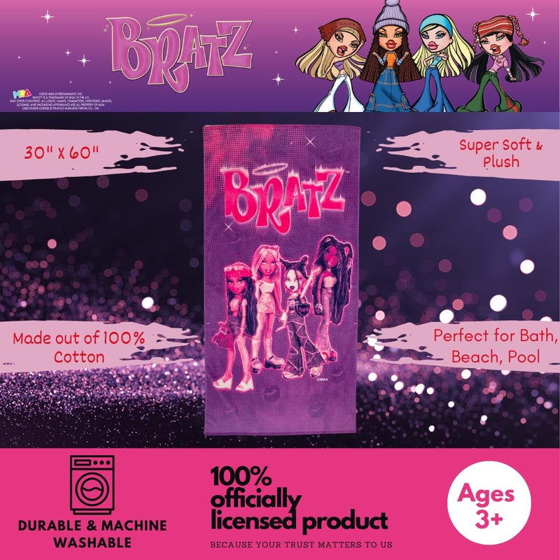 Franco Collectibles Bratz Super Soft Cotton Bath/Pool/Beach Towel  60 in x 30 in  (100% Officially Licensed Product) - Image 2