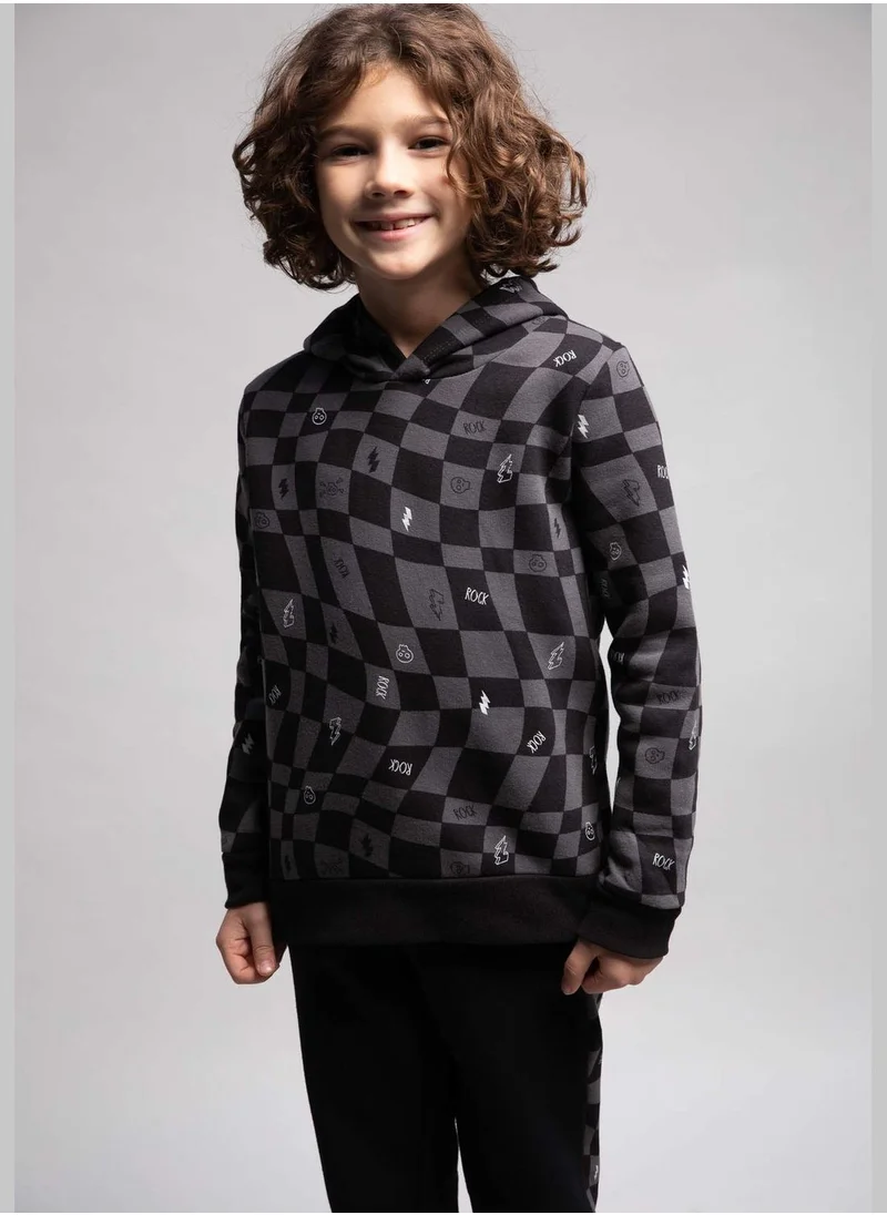 DeFacto Boy Hooded Long Sleeve Knitted Sweatshirt