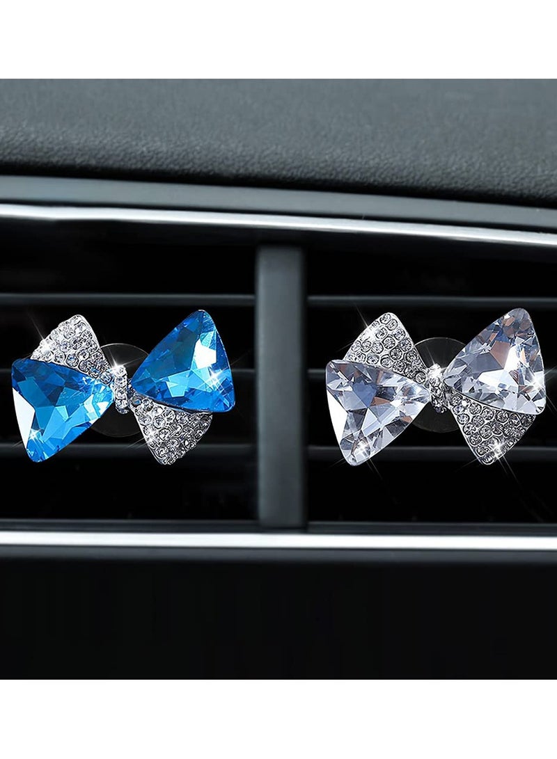 Rhinestone Car Air Vent Clips 2 Pack Stylish Oil Diffuser for Women Bling Car Accessories Practical Bowknot Design - Image 1