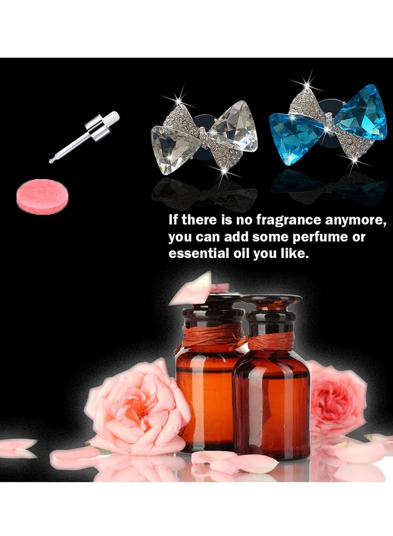 Rhinestone Car Air Vent Clips 2 Pack Stylish Oil Diffuser for Women Bling Car Accessories Practical Bowknot Design - Image 3