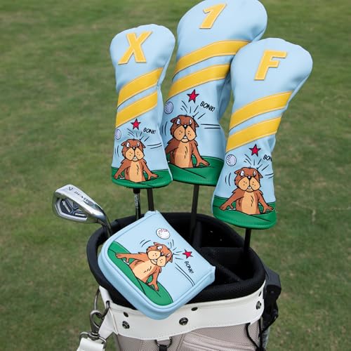 Acebirdie Golf Club Headcover for Driver Covers Fairway Wood Covers Hybrid Covers Gopher Style Premium Leather 3 Wood Headcover Set with Interchangeable No Tags Golf Club Covers for Fairway1pcs - Image 3