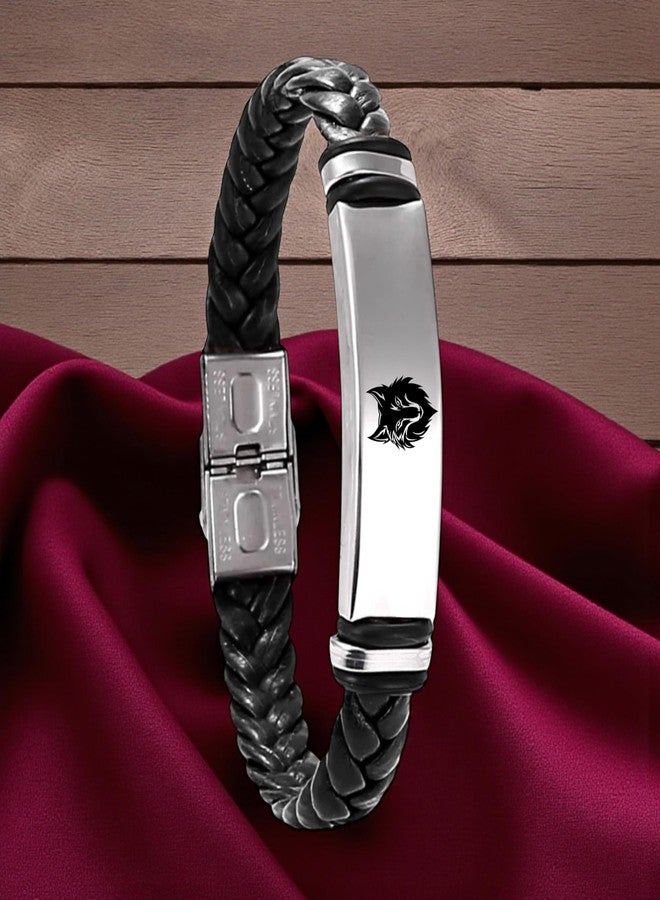 M Men Style Lone Wolf Men's Bracelet – Black Adjustable Wristband with Wolf Head Symbol | Strength, Loyalty & Intuition SBr2025661 - Image 5