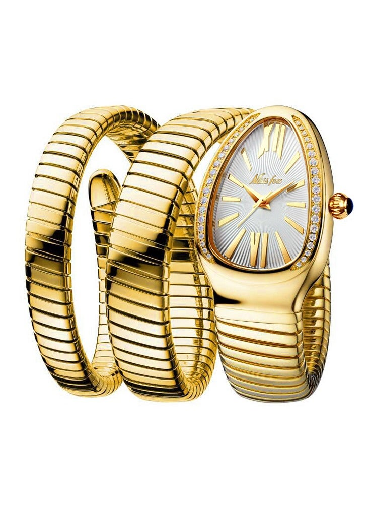 MISS FOX Triple Wrap Bracelet Watch Luxury Gold Snake Watches Women Fashion Brands MISSFOX Diamond Quartz WristWatch Waterproof AAA Clock Lady Hot Gift 