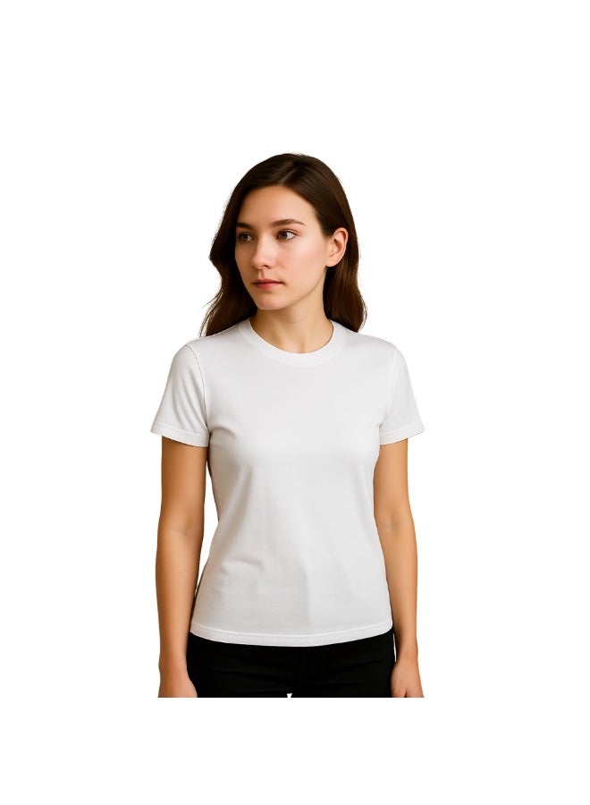 PRINTSHOP4ME Adult Round Neck Combed Women's T Shirt 190 GSM Pure Cotton Basic Colors - Image 2