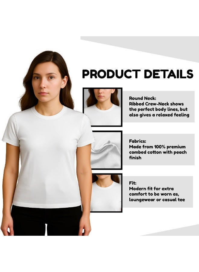 PRINTSHOP4ME Adult Round Neck Combed Women's T Shirt 190 GSM Pure Cotton Basic Colors - Image 5