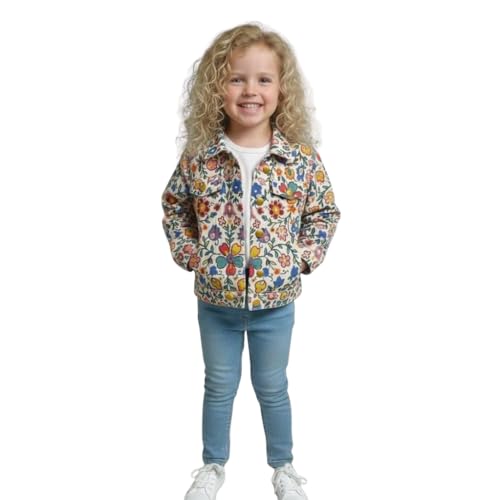 A.T.U.N. (ALL THINGS UBER NICE) Trendy Girl Cotton Floral Printed Jacket | Casual Outerwear with Full Button Front, Smart Collar & Pockets | Stylish Cotton Casual Kids Jacket for Everyday - Image 1