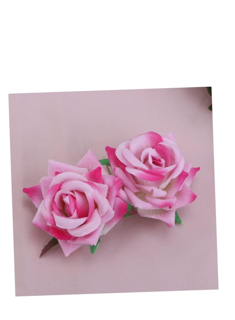 KASTWAVE عبوة 2 مشبك شعر زهرة الورد للنساء إكسسوارات شعر زهرة الورد مشبك شعر زفاف راقصة الفلامنكو للنساء والفتيات حفلة الكرة التنكرية وكوسبلاي (وردي) - Image 4