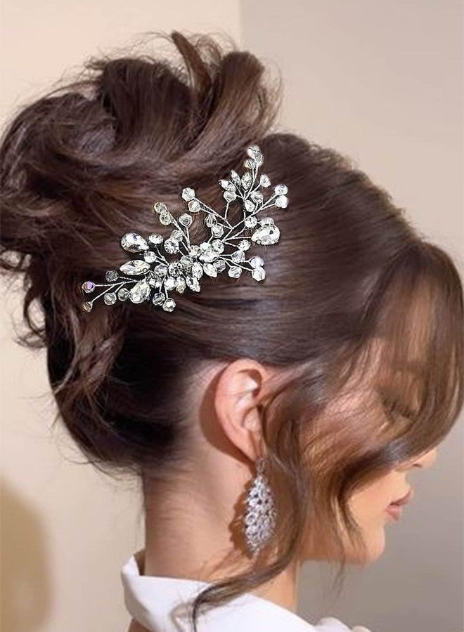 Asooll مشط زفاف عروس أصول فضي مزين بالأحجار الكريمة إكسسوارات شعر كريستال للنساء - Image 3