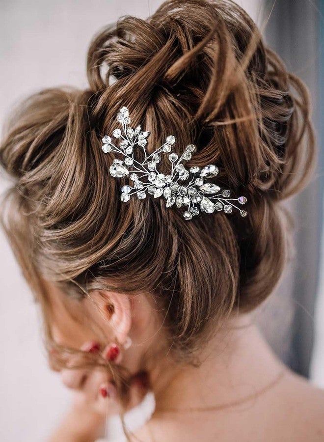Asooll مشط زفاف عروس أصول فضي مزين بالأحجار الكريمة إكسسوارات شعر كريستال للنساء - Image 1