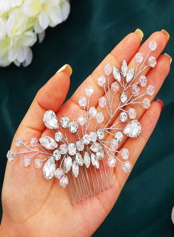 Asooll مشط زفاف عروس أصول فضي مزين بالأحجار الكريمة إكسسوارات شعر كريستال للنساء - Image 4