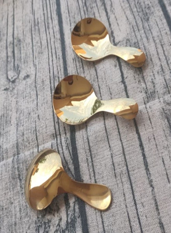 جيلوكيبو 3 ملاعق صغيرة من الفولاذ المقاوم للصدأ للعلب بمقبض قصير، ملعقة صغيرة ذهبية لتغذية الآيس كريم وتقطيع البطيخ، ملعقة بمقبض قصير للشاي والسكر والملح والتوابل والحلويات - Image 4