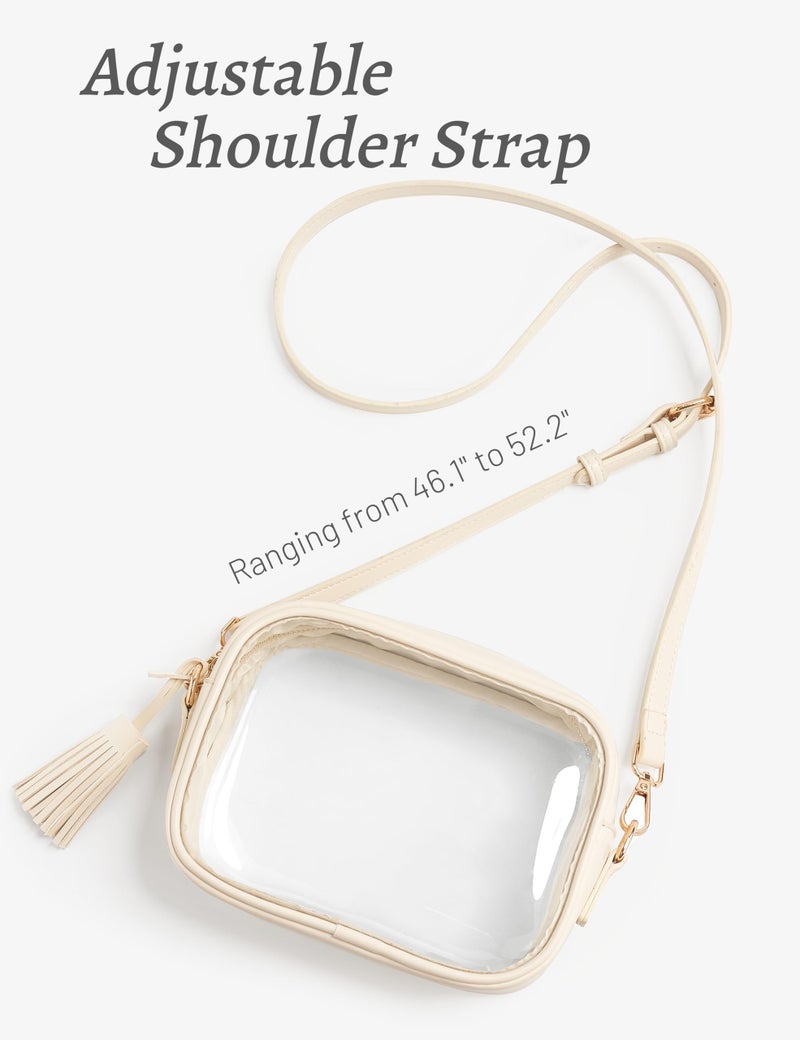 Yarnic Clear Bag Stadium Approved, PVC Clearly Crossbody Purse Small Clear Crossbody Bags with Adjustable Shoulder Strap Transparent Fashion Design for Concert Sports Event (Cream) - Image 4