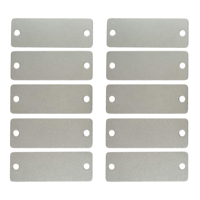 StayMax 25 Pack Stainless Steel Blank Tags Rectangle Stamping Blanks with Two Holes