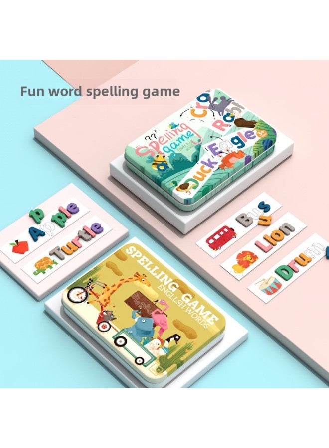 لعبة الحروف الأبجدية الإنجليزية ألغاز خشبية بطاقة ممارسة اللغة الإنجليزية ألعاب صندوق حديد بالجملة-اللون: صندوق حديد (إدخال) كلمات تهجئة - Image 2