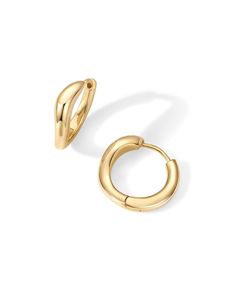 PAVOI 14K Yellow Gold Plated 925 Sterling Silver Posts Wavy Huggie Hoops | Twisted Wave Hoop Earrings for Women - Image 3
