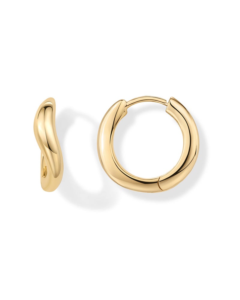 PAVOI 14K Yellow Gold Plated 925 Sterling Silver Posts Wavy Huggie Hoops | Twisted Wave Hoop Earrings for Women - Image 1