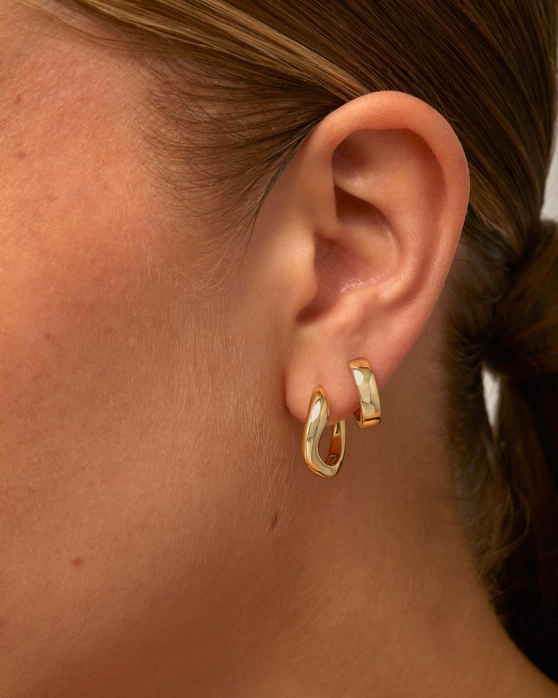 PAVOI 14K Yellow Gold Plated 925 Sterling Silver Posts Wavy Huggie Hoops | Twisted Wave Hoop Earrings for Women - Image 2