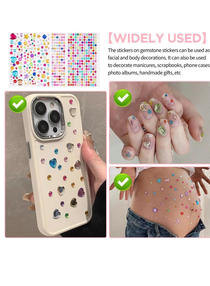 Beauenty 7 PCS Gem Stickers Rhinestones, Self Adhesive Jewels Stickers,Acrylic Gems Embellishment DIY Glitter Decorative Diamonds Small Stickers for Kids - Image 3