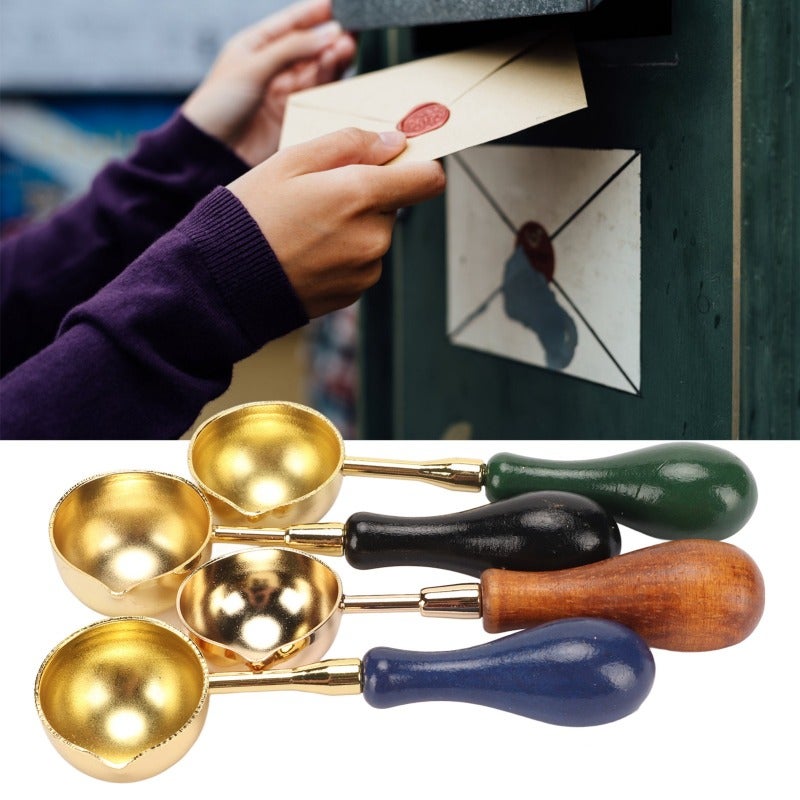 Wax Melting Spoon: Solid Wooden Anti-scald Handle Copper Heat-conductive Head - Modern Elegant Portable Design Sealing Stamp for DIY Crafts Wedding Invitations Gift Packaging - Image 2