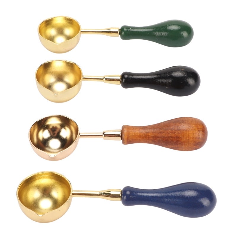 Wax Melting Spoon: Solid Wooden Anti-scald Handle Copper Heat-conductive Head - Modern Elegant Portable Design Sealing Stamp for DIY Crafts Wedding Invitations Gift Packaging - Image 3