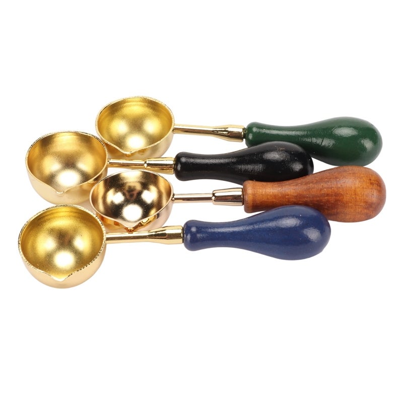 Wax Melting Spoon: Solid Wooden Anti-scald Handle Copper Heat-conductive Head - Modern Elegant Portable Design Sealing Stamp for DIY Crafts Wedding Invitations Gift Packaging - Image 5
