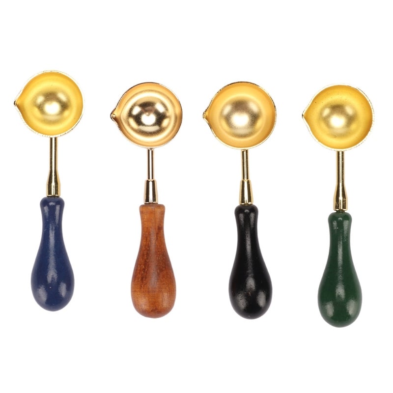 Wax Melting Spoon: Solid Wooden Anti-scald Handle Copper Heat-conductive Head - Modern Elegant Portable Design Sealing Stamp for DIY Crafts Wedding Invitations Gift Packaging - Image 4