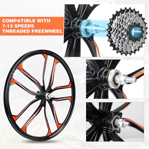 ZUKKA Bike Wheel Set 26 Inch Magnesium Alloy One-Piece Bike Wheels 10 Spokes Rim Front & Rear 100x135mm for 7-12s Freewheel Quick Release Axles,for Mountain/Folding/Kids Bikes - Image 4