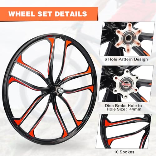 ZUKKA Bike Wheel Set 26 Inch Magnesium Alloy One-Piece Bike Wheels 10 Spokes Rim Front & Rear 100x135mm for 7-12s Freewheel Quick Release Axles,for Mountain/Folding/Kids Bikes - Image 2