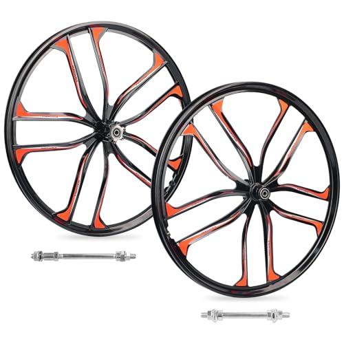 ZUKKA Bike Wheel Set 26 Inch Magnesium Alloy One-Piece Bike Wheels 10 Spokes Rim Front & Rear 100x135mm for 7-12s Freewheel Quick Release Axles,for Mountain/Folding/Kids Bikes - Image 1
